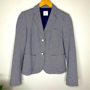 GAP the Academy Classic Knit Navy White Stripe Blazer Jacket 2 Button